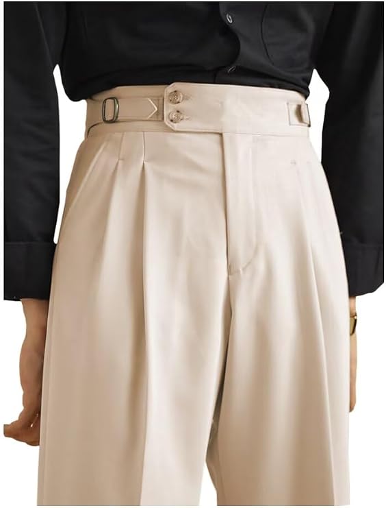 Mens Pants Classic Gurkha Dress Pants Slim Fit Flat Front Casual Business Lightweight Trousers