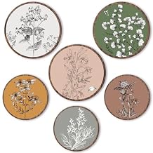 Barydat 6 Pieces Boho Plant Wall Art Decor Wooden Boho Farmhouse Rustic Bohemian Wall Hanging for Bedroom Living Room Office (Retro,8 Inch, 10 Inch)