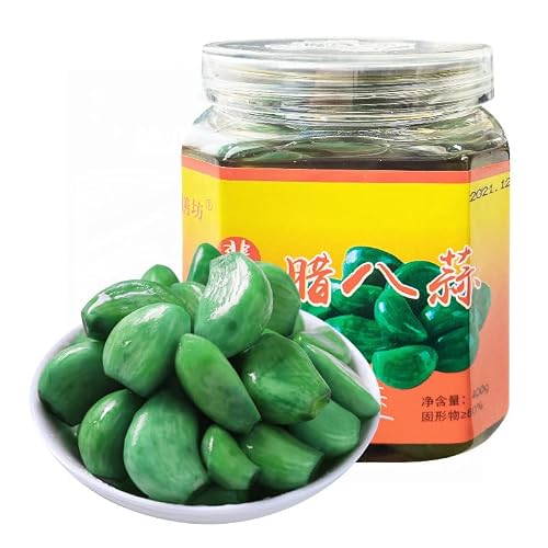 Laba Garlic, 250g400gpcs, Fresh Emerald Green Garlic, Sweet and Sour Garlic, garlic pickle, Pickled Vegetable, Sugar Garlic,Pickled garlic,jade garlic 400gCan,2pcs