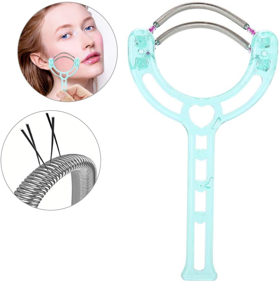 Facial Hair Remover, Effective Epilator Portable Face Lips Hair Removal Plastic Spring Device Beauty Tool for Women & Men Hair Removal Spring Threading Epilator Face Facial Hair Removal Stick Green