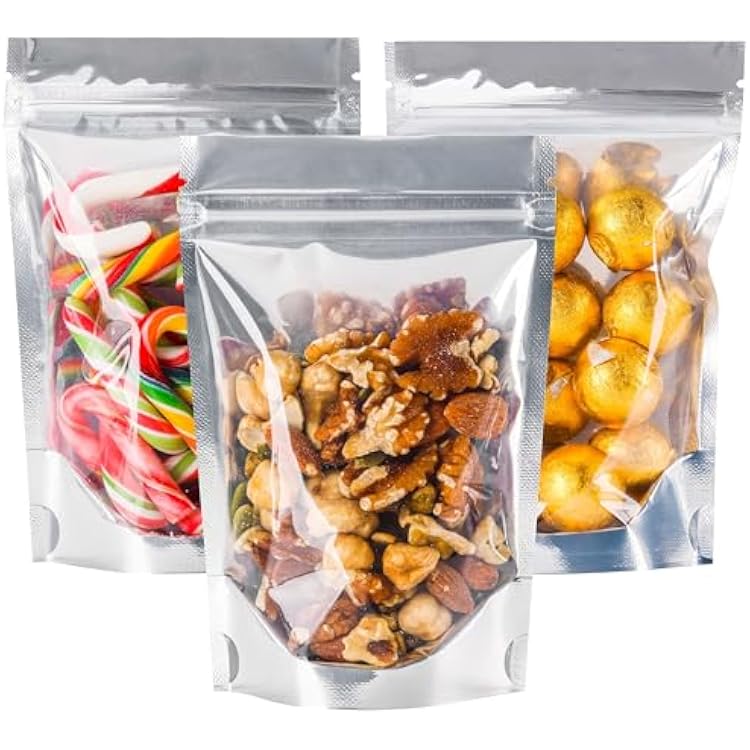 100 PACK 4x6 Mylar Bags for Food Storage Resealable Stand Up Bags for Small Business Packaging Supplies Clear Foil Food Storage Packaging Bag