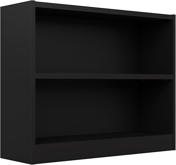 Bush Furniture Universal Bookcase, Low Storage and Display Bookshelf for Home Office or Living Room Organization, Small 2 Shelf, Black