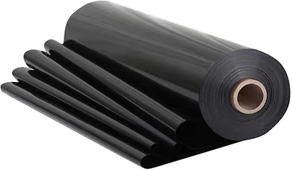 2M X 4M Black Heavy Duty Polythene Plastic Sheeting, 800g Thickened Garden Grow Polythene Cover Sheets for Gardening Insulation and Building Rubble Protection
