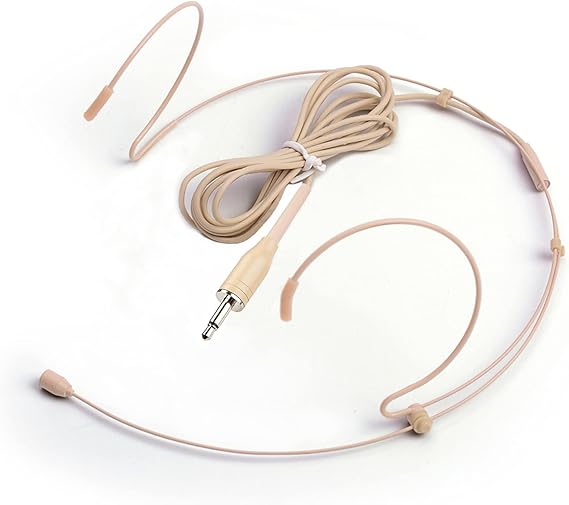 Microphone Headset Discreet Headworn Earset Over Ear Mic for Portable Voice Amplifier, Ideal for Lectures Beige