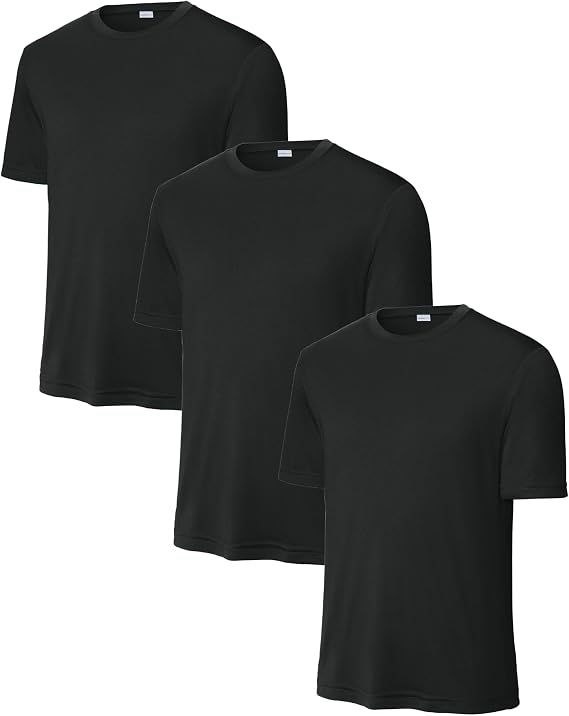 Men's Moisture-Wicking T-Shirts Stretch Crewneck Soft Tees for Men,3 Pack