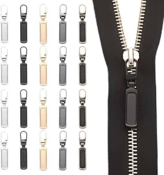 Zipper Pull Replacement, 2026 New Removable Universal Anti-Slip Zipper Pull Replacement Tab Kit, Zippers Repair Kit for Jackets, Luggage, Backpacks, Purses, Boots, Pants, Tents Rectangle, 10PCS