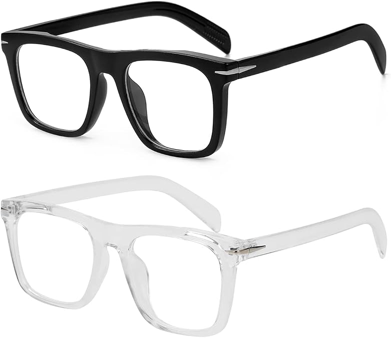 Blue Light Glasses for Men Women, Trendy Square Frame Eyeglasses | Blue Light Blocking Glasses, Work Gaming Daily Screen Office Computer Use