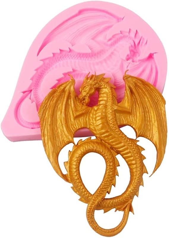 Cestony Large Flying Dragon Silicone Molds for DIY Cake Fondant Biscuit Cookies Soap Sugar Pudding Chocolate Hard Candies Dessert Key Chain Plaster Ornament(5.98x4.56x0.55inch)