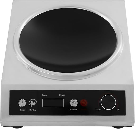 Induction Wok,Induction Cooktop,Precise Temp Controls,Wok Burner Induction Curved Electric Stove Hot Plate for Dorm Rooms,Home Kitchens
