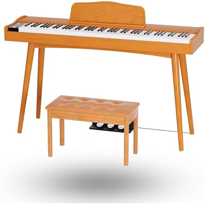 88 Key Full Size Hammer Weighted Digital Piano Keyboard, 88keys Hammer Weighted Electric Multi-Functional Keyboard piano with Stand, Pedal, Power Adapter for BeginnerLeanrner Piano with Bench Set