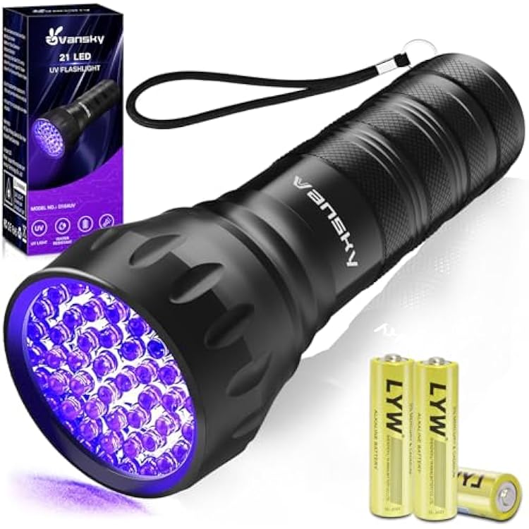 Black Light UV Light Flashlight, 21 LED 395nm Ultraviolet Blacklight Flashlight Mini Pet Urine Detector for DogCat, Dry Stains, Resin Curing, Matching with Pet Odor EliminatorBatteries are Included