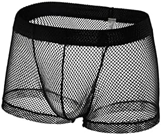 Men Sexy See Through Mesh Boxers Shorts Briefs Underpants Underwear Black