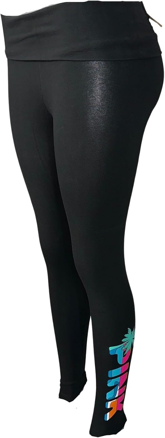 Victorias Secret Pink Active Foldover Full Length Cotton Legging Color Black Tropical New
