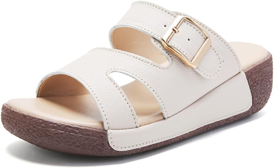 Maylrvjv Women's Wedge Platform Slide Sandals Casual Summer Comfortable Breathable Beach Travel Flat Sandals Slippers Flip Flops