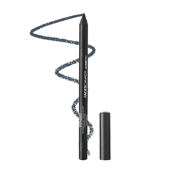 FACESCANADA Faces Canada Longwear Eye Pencil, 5 Bright Color Shades, Smudge Proof, Waterproof, Intense Color, One Stroke Smooth Color, Made In Germany, Peta Approved, Black Sparkle, 0.04 Oz