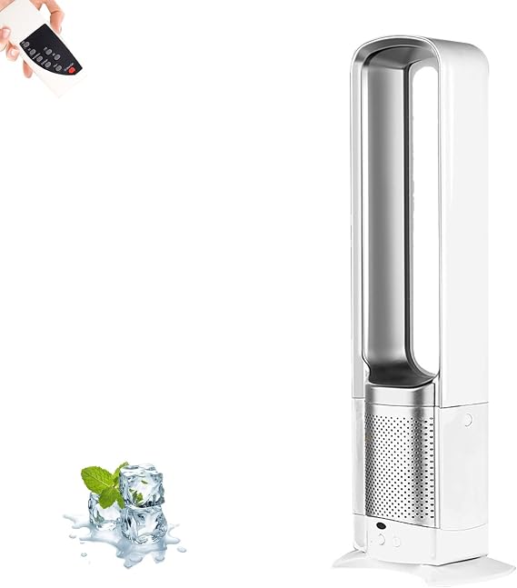 Portable Tower Fan, 32-Inch Oscillating Bladeless Fan, Quiet Remote Control Cooling Fan with Timer, Super Quiet Touchable Pedestal Fan for Home Office or Bedroom