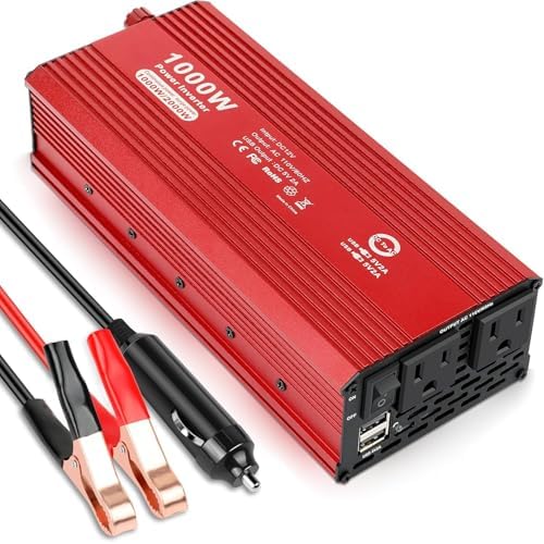 Fancy Buying 1000W2000WPeak Power Inverter for Vehicles, DC 12V to 110V AC Converter with Dual AC Outlets and Dual USB Car Charger for Car Laptop Computer