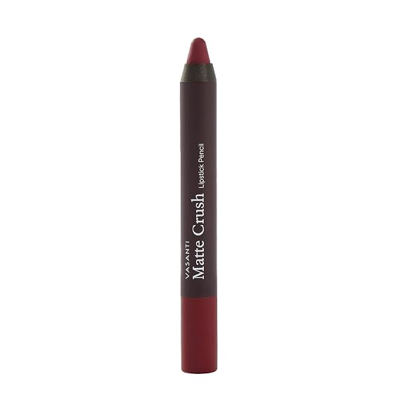 VASANTI Matte Crush Lipstick Pencil (Rosy Pout) | Long-Lasting, Water-Resistant Lip Liner Pencil that Wont Smudge | Highly Pigmented, Soft Matte Lip Pencil