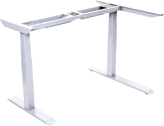 FLEXISPOT E3L L-Shaped Corner Height Adjustable Electric Standing Desk Frame Only Heavy Duty Steel Stand Up Desk with Automatic Memory Smart Keypad (White)