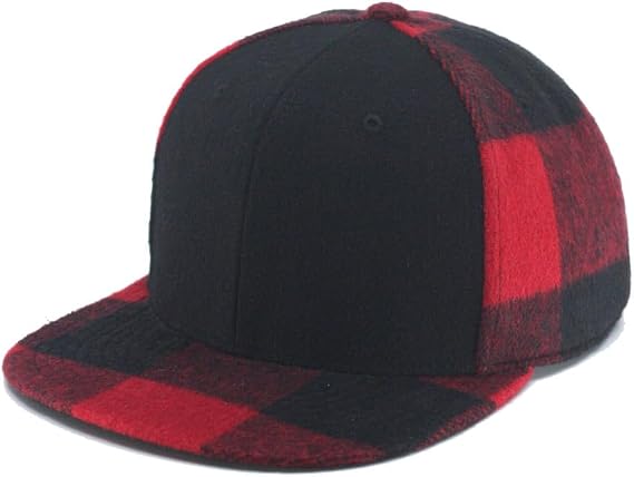 Premium Wool Blend Plaid Flannel Adjustable Snapback Baseball Cap