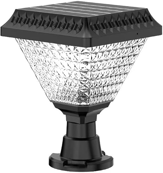 Solar Outdoor Column Lights Tri Color Dimming Modern Solar Pillar Lights IP65 Waterproof External Column Light Aluminum Outside Post Cap Light for Fence Deck Driveway Landscape Lighting
