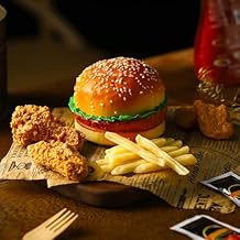 Soulchen Artificial Hamburger Set 15 Pcs Realistic Fake Play Food with Fake French Fries Chicken Leg Drumstick Crispy Nuggets Model for Display Decoration Faux Food Props Kitchen Party Decoration
