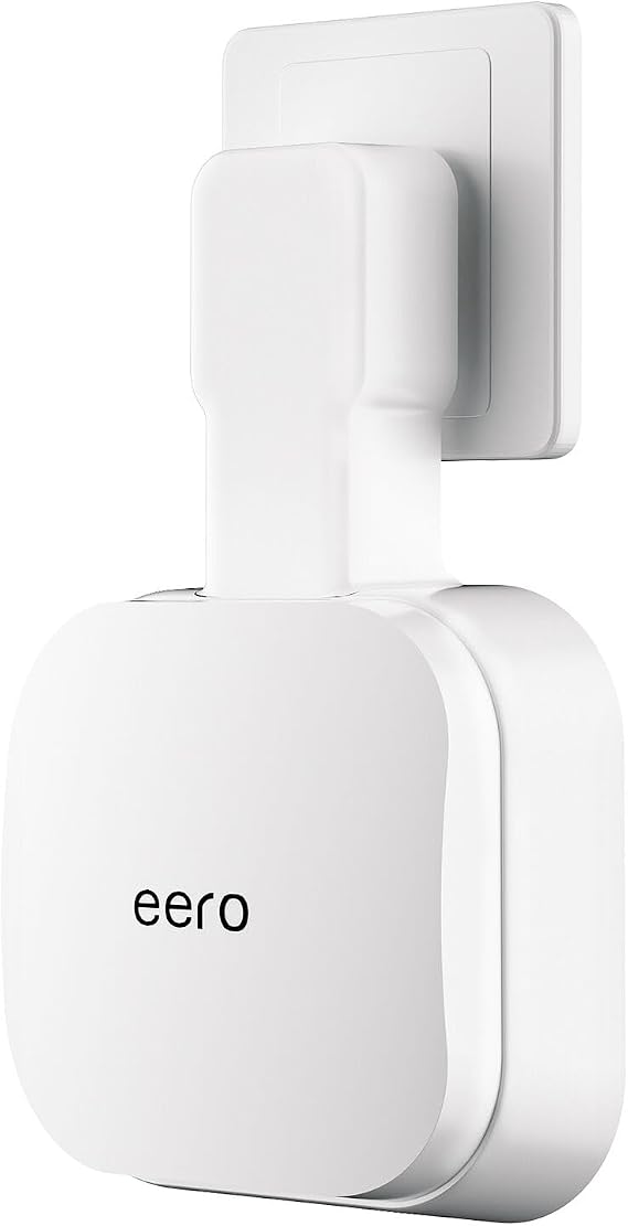 eero 7 Wall Mount,No Drill No Messy Wires Installation Bracket(1-Pack) | Outlet wall mount for eero 7 Dual-Band Mesh Router,Space Saving ,Cable Management,Install anywhere