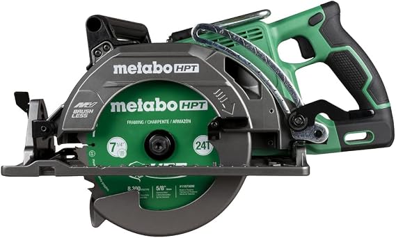 Metabo HPT 36V MultiVolt 7-1/4 Inch Rear Handle Circular Saw, Tool Only No Battery, Lightest Weight in Its Class, 53 Bevel Capacity, High-Capacity Cutting, C3607DWAQ4