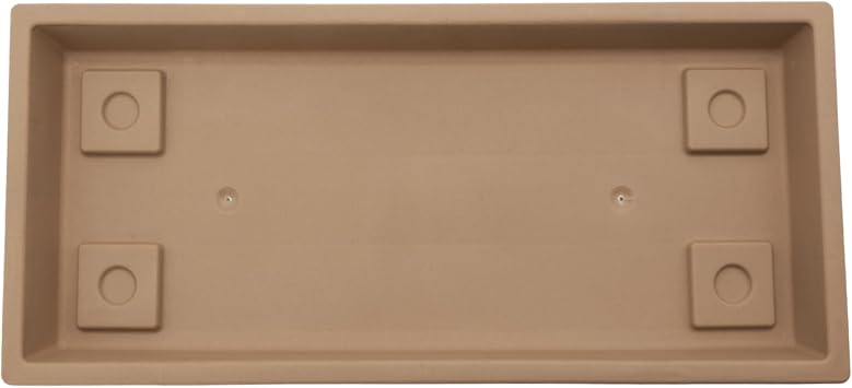 The HC Companies Venetian Rectangular Plant Tray - Lightweight Plastic Plant Saucer - Plant Drip Trays for Drainage -UV Resistant Pot Saucer for Indoor & Outdoor Use (29.5" Sandstone, Pack of 1)