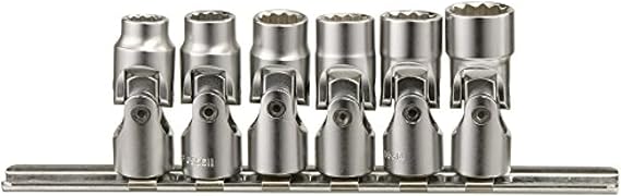 Genius Tools 6 Piece 1/4" Drive SAE Universal Hand Socket Set (12-Point), CR-V Steel - US-206S