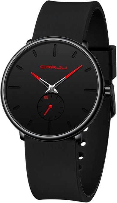 CRRJU Mens Women Watch Casual Stylish Waterproof Quartz Unisex Wristwatches, Ultra Thin Watches for Men Women, Colorful Silicone Band