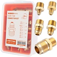 LTWFITTING Assortment Kit Tube OD (1/4-Inch 5/16-Inch 3/8-Inch 1/2-Inch 3/4-Inch) x 1/2-Inch Male NPT Brass Flare Connector Set (Pack of 22)
