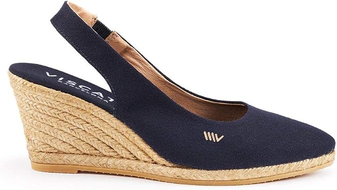 VISCATA Handmade in Spain Lloret 2.75" Soft Canvas, Wedge Slingback, Ponted Toe, Espadrilles Heel