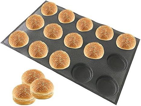 Bluedrop Silicone Hamburger Bread Forms Round Shape Bread Tray Silicone Perforated Silicone Bakery Molds Crusty Bread Bakeware