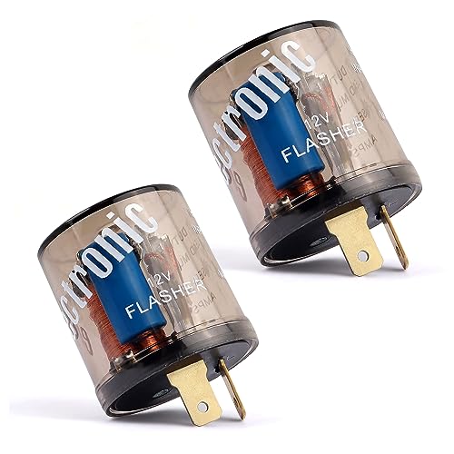 2PCS 12V Heavy Duty Turn Signal Relay, Two Prong Round Automotive Relay for Fixing Halogen Bulb Flicker in Car, Motorcycle, Scooter, Bike Accessories