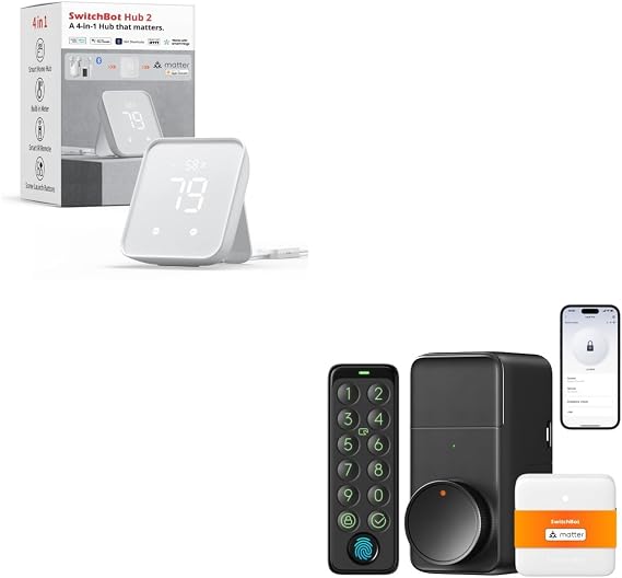 SwitchBot WiFi Smart Lock Pro with Keypad Touch & SwitchBot Hub 2 (2nd Gen)