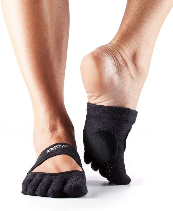 toesox Yoga Women Dance Socks Non Slip Grip Releve Full Toe for Pilates, Barre