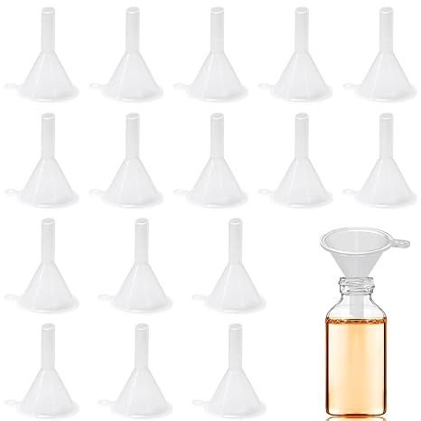 30 Pcs Small Mini Clear Plastic Funnels for Lab Bottles, Essential Oils, Perfumes, Spices, Sand Art, Powder