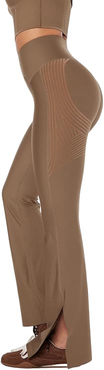 Fanka Body Sculpt Flare Leggings, Tummy Control and Butt Lifting Support, High Waisted Ankle Slit