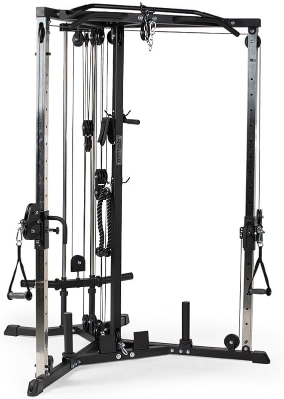 Titan Fitness Plate-Loaded Functional Trainer, Cable Crossover Machine with 660 LB Capacity, Smooth Fiberglass-Reinforced Cables, Multi-Grip Pull-Up Bar, LAT Bar, Low Row, Dual Stirrups