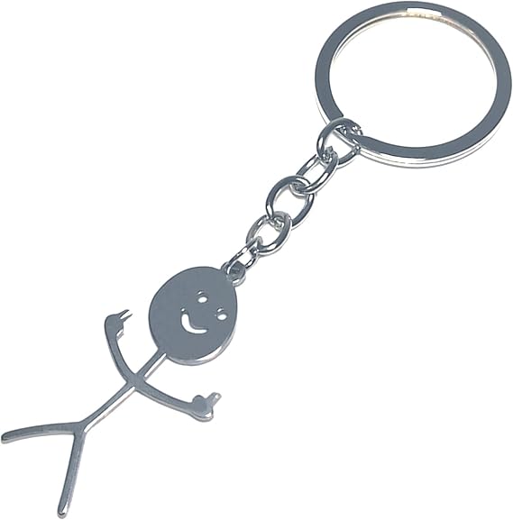 Funny Gag Gifts for Men Women Adult Cool Middle Finger Keychain for Him Her Boyfriend Birthday Christmas Gift Fun Gadgets White Elephant Gift Stocking Stuffers for Adults Silver 1PCS