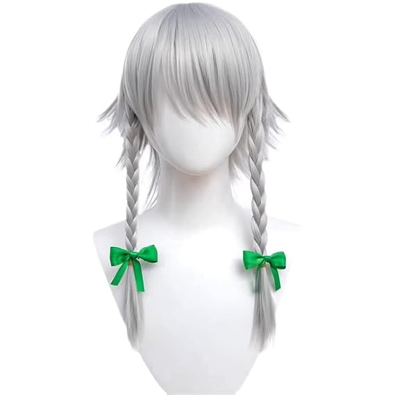 Izayoi Sakuya Cosplay Wig Touhou Project Wigs Heat Resistant Synthetic Wigs for Halloween Costume Party Role Play+Wig Cap