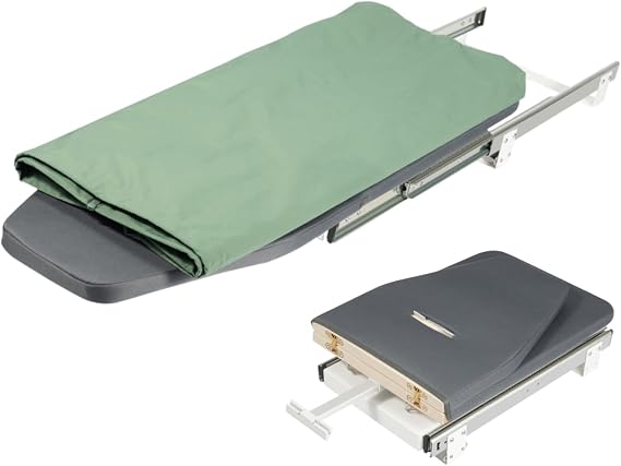 Retractable Ironing Board Cabinet Mount Foldable Ironing Plate for Home Pull Out Iron Board w/Removable Cover, 180 Rotatable, for 22.4" L x 17.7" W x 6.7 "H Cabinet