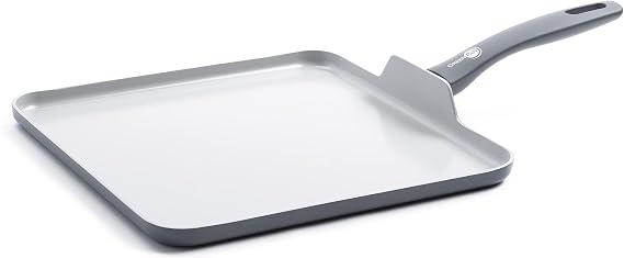 GreenPan Dover Healthy Ceramic Nonstick, 11" Griddle Pan, PFAS-Free, Dishwasher Safe, Comfort Grip Handle, Grey