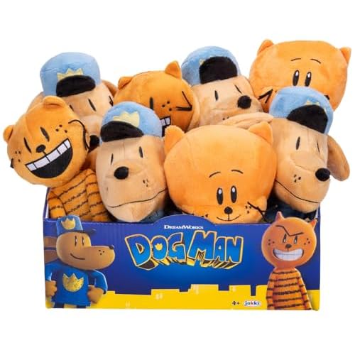 Dog Man Movie Plush in PDQ of 8 Plushies, Includes 4 Dog Man, 2 Petey, and 2 Little Petey - Officially Licensed by JAKKS Pacific