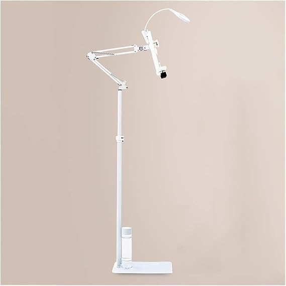 Tablet Floor Stand, Adjustable Height Book Holder, Foldable Reading Shelf, Cook Bracket Long Arm Sheet Music Stand, for Table Bed