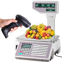 Digital Price Label Printing Scale,Price Computing Scale with Pole Display, Commercial Digital Price Computing Scale,Double-Sided LCD & APP Setting, for Large Delis