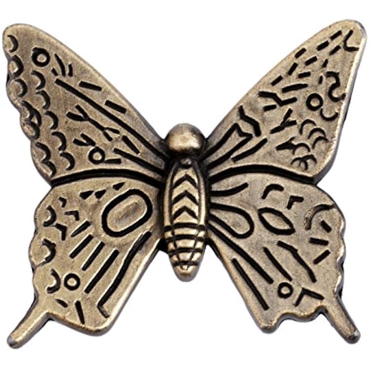 Mgoodoo 5PCS Butterfly Dresser Knobs, 1.69 Antique Brass Cabinet Pulls Vintage Decorative Furniture Door Hardware Handle for Drawer Cupboard Closet Jewlry Box Wardrobe Nightstand Kitchen