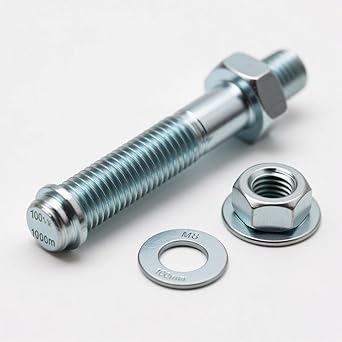 Raswik Furniture Connector Bolts, M8 100mm Zinc Plated Steel Fastener Kit with Washers & Nuts for Bed Frames, Tables, and Shelving Units (20 Sets)