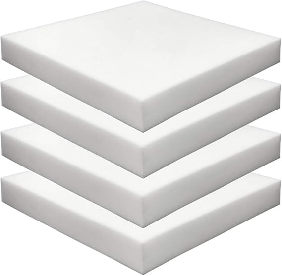 Foamma 4-Pack 2" x 16" x 16" High Density Upholstery Foam, Chair Cushion Square Foam for Dining Chairs, Wheelchair Seat Cushion Replacement